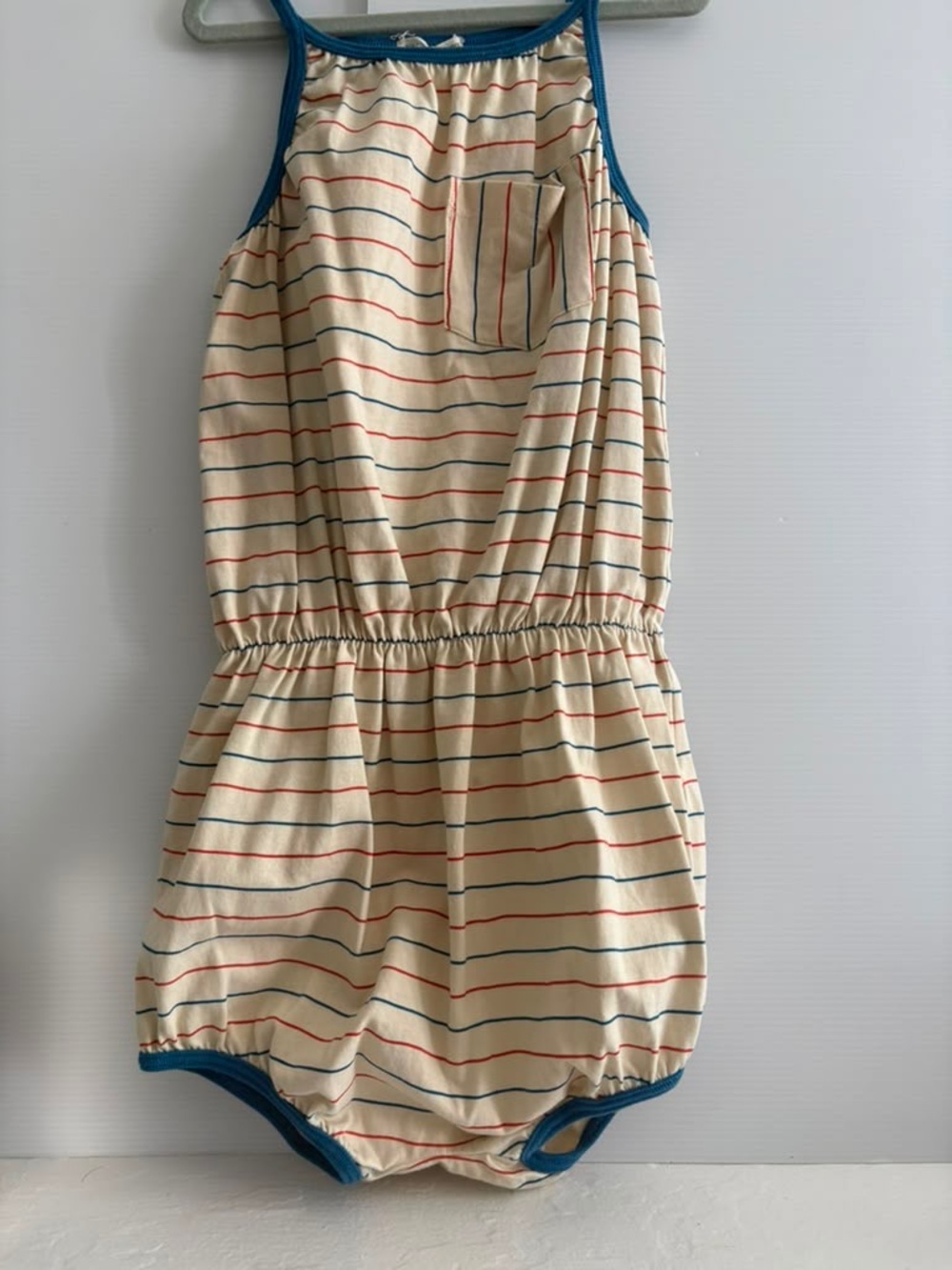 The Sunday Collective Striped Romper with Red & Blue Stripes | size 10-11